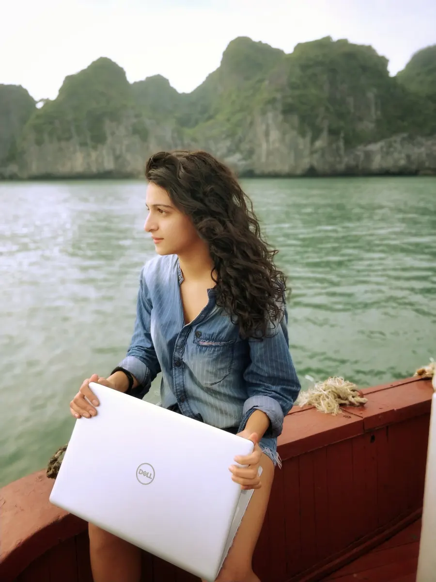 A creator on a boat in Ha Long Bay, Vietnam