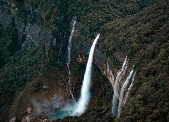 Sunset at Nohkalikai, India’s tallest plunge waterfall